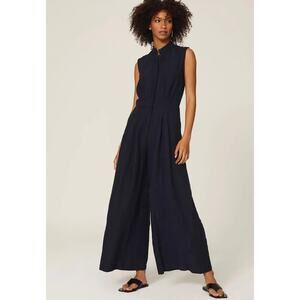 Mossi Linen Half Button Up Wide Leg Jumpsuit Size EU 34